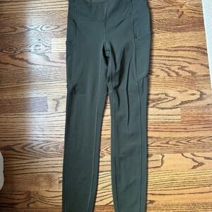 Green Seamless Leggings with Wide Waistband